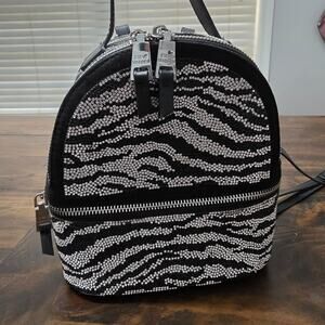 Steve Madden Black Rhinestone Zebra Mini Backpack Convertible Crossbody